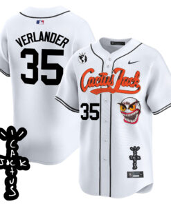 Justin Verlander 35 Houston Astros Cactus Jack Patch V2 Men Jersey - White