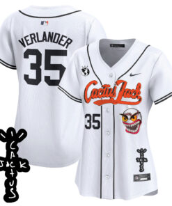 Justin Verlander 35 Houston Astros Cactus Jack Patch V2 Women Jersey - White