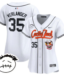 Justin Verlander 35 Houston Astros Cactus Jack Patch V3 Women Jersey - White