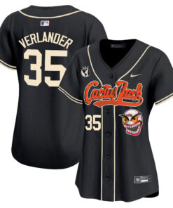 Justin Verlander 35 Houston Astros Cactus Jack Patch Women Jersey - Black