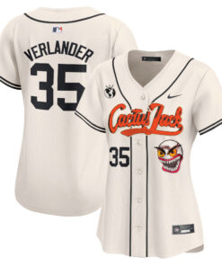 Justin Verlander 35 Houston Astros Cactus Jack Patch Women Jersey - Cream