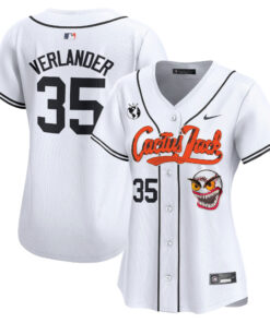 Justin Verlander 35 Houston Astros Cactus Jack Patch Women Jersey - White