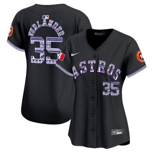 Justin Verlander 35 Houston Astros Mexico Women Jersey - Black