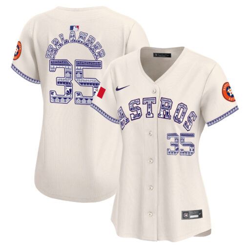 Justin Verlander 35 Houston Astros Mexico Women Jersey - Cream