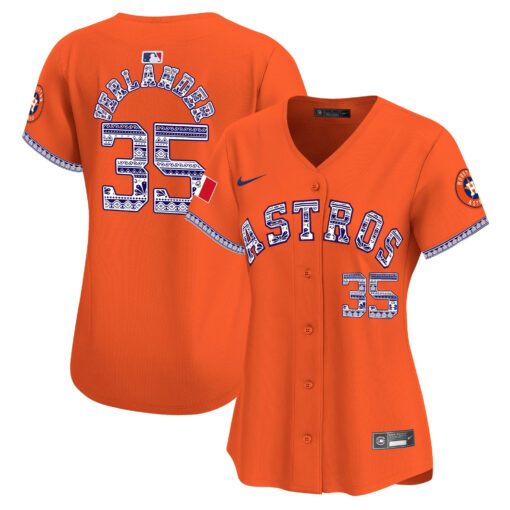 Justin Verlander 35 Houston Astros Mexico Women Jersey - Orange