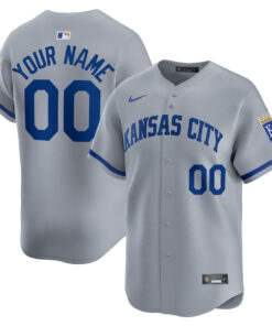 Kansas City Royals Away Limited Custom Men Jersey - Gray