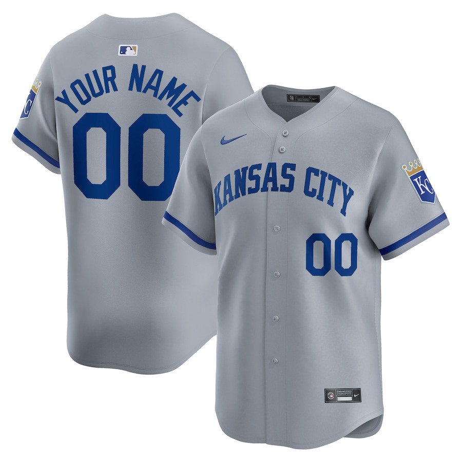 Kansas City Royals Away Limited Custom Men Jersey - Gray