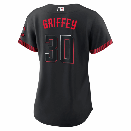 Ken Griffey Jr. 30 Cincinnati Reds Women 2023 City Connect Jersey - Black - Image 2