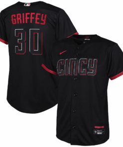 Ken Griffey Jr. 30 Cincinnati Reds Youth 2023 City Connect Jersey - Black