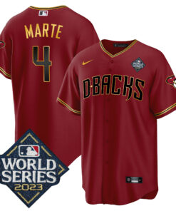 Ketel Marte 4 Arizona Diamondbacks 2023 World Series Men Jersey - Crimson Gold