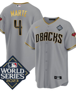 Ketel Marte 4 Arizona Diamondbacks 2023 World Series Men Jersey - Gray Gold