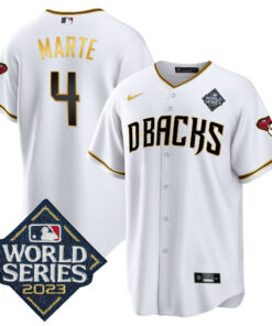 Ketel Marte 4 Arizona Diamondbacks 2023 World Series Men Jersey - White Gold