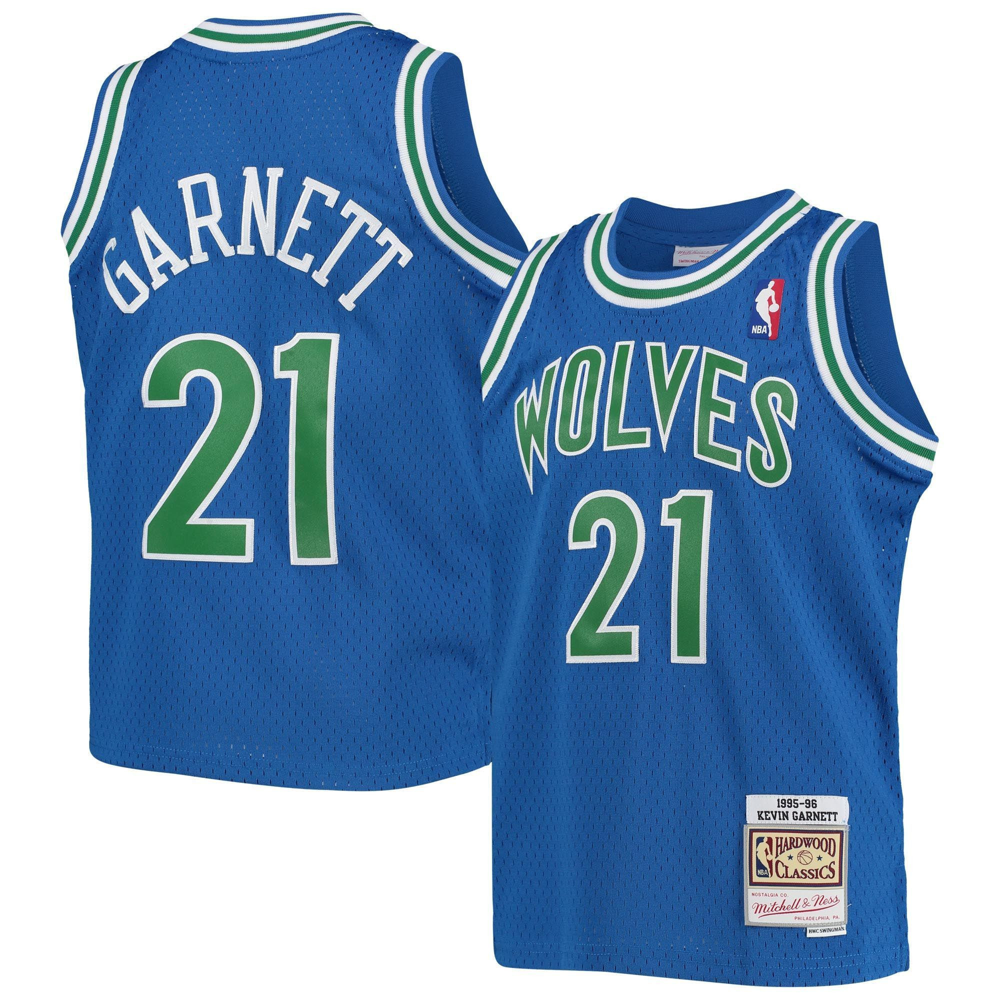 Kevin Garnett Minnesota Timberwolves Mitchell & Ness Youth 1995-96 Hardwood Classics Swingman Jersey â€“ Blue - JS719