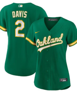 Khris Davis 2 Oakland Athletics Women's Alternate Player Jersey - Green