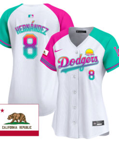 Kike Hernandez 8 Los Angeles Dodgers 2024 Los Angeles City Style California Republic Patch Women Jersey - Alternate