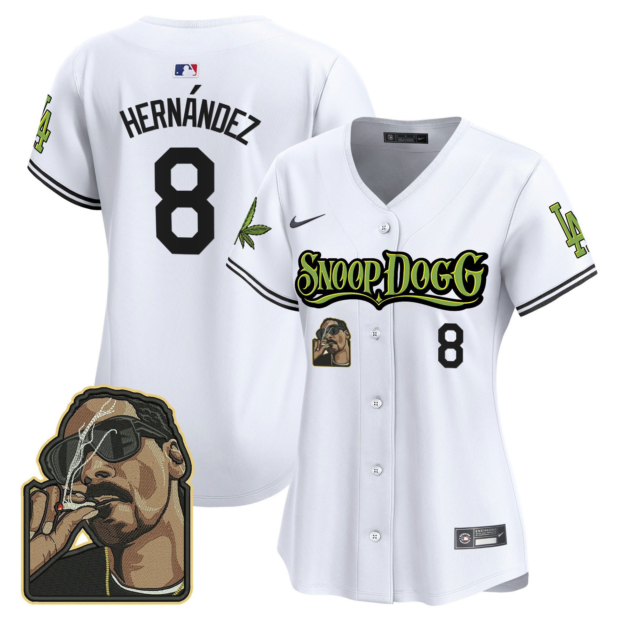 Kike Hernandez 8 Los Angeles Dodgers Snoop Dogg Women Jersey - White