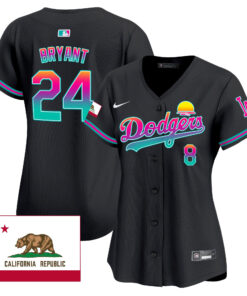 Kobe Bryant 24 Los Angeles Dodgers 2024 Los Angeles City Style California Republic Patch Women Jersey - Black