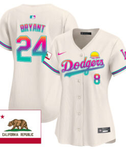 Kobe Bryant 24 Los Angeles Dodgers 2024 Los Angeles City Style California Republic Patch Women Jersey - Cream