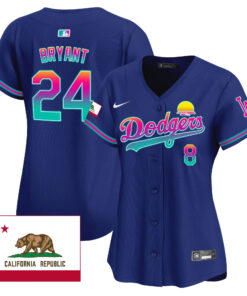 Kobe Bryant 24 Los Angeles Dodgers 2024 Los Angeles City Style California Republic Patch Women Jersey - Royal