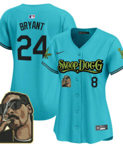 Kobe Bryant 24 Los Angeles Dodgers Snoop Dogg Women Jersey - Aqua