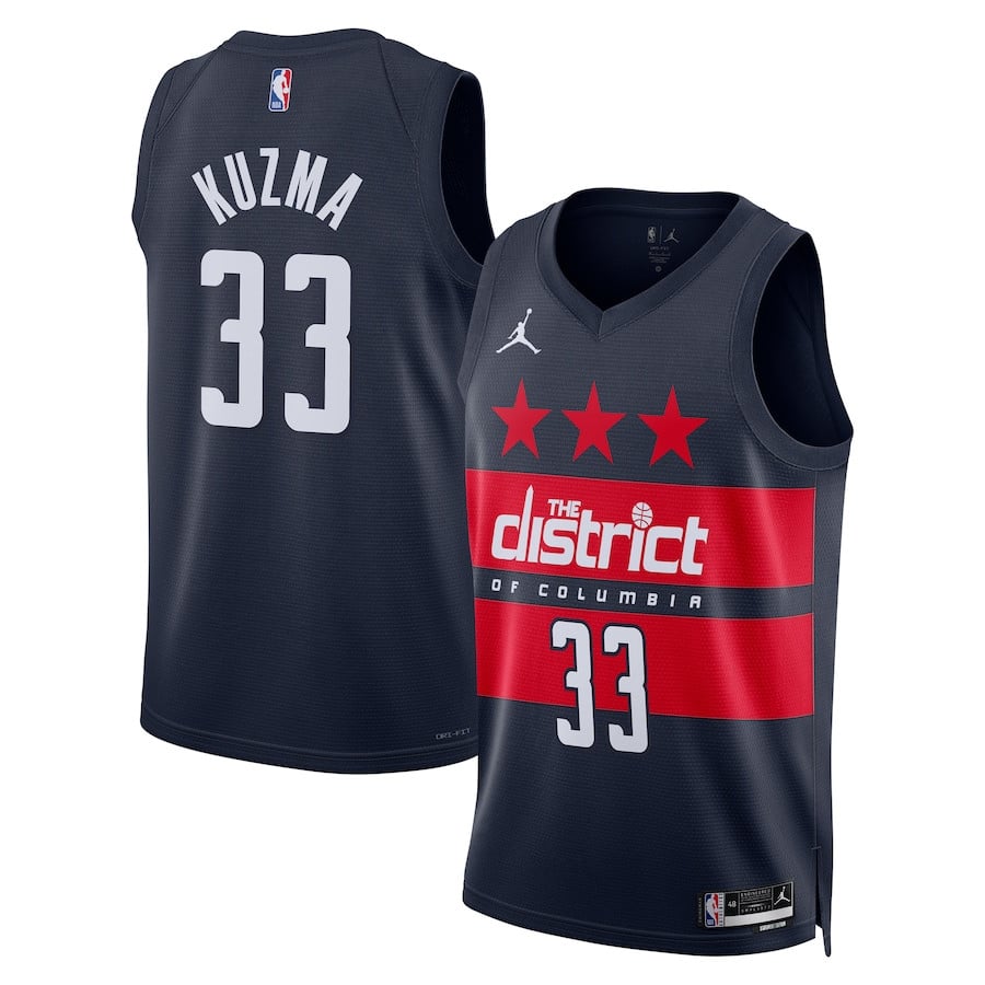 Kyle Kuzma 33 Washington Wizards 2024/25 Unisex Swingman Jersey - Statement Edition - Navy - JS281