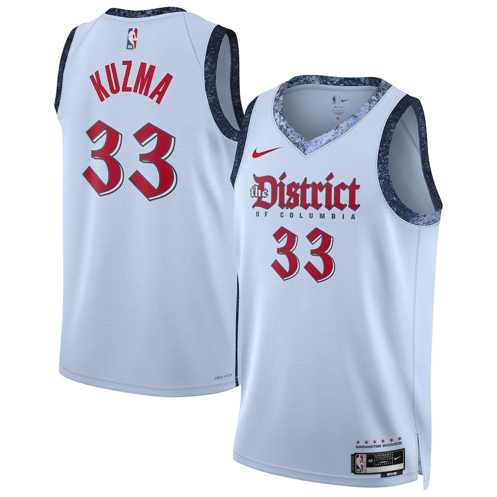 Kyle Kuzma 33 Washington Wizards Unisex 2024/25 Swingman Player Jersey - City Edition - Powder Blue - JS262