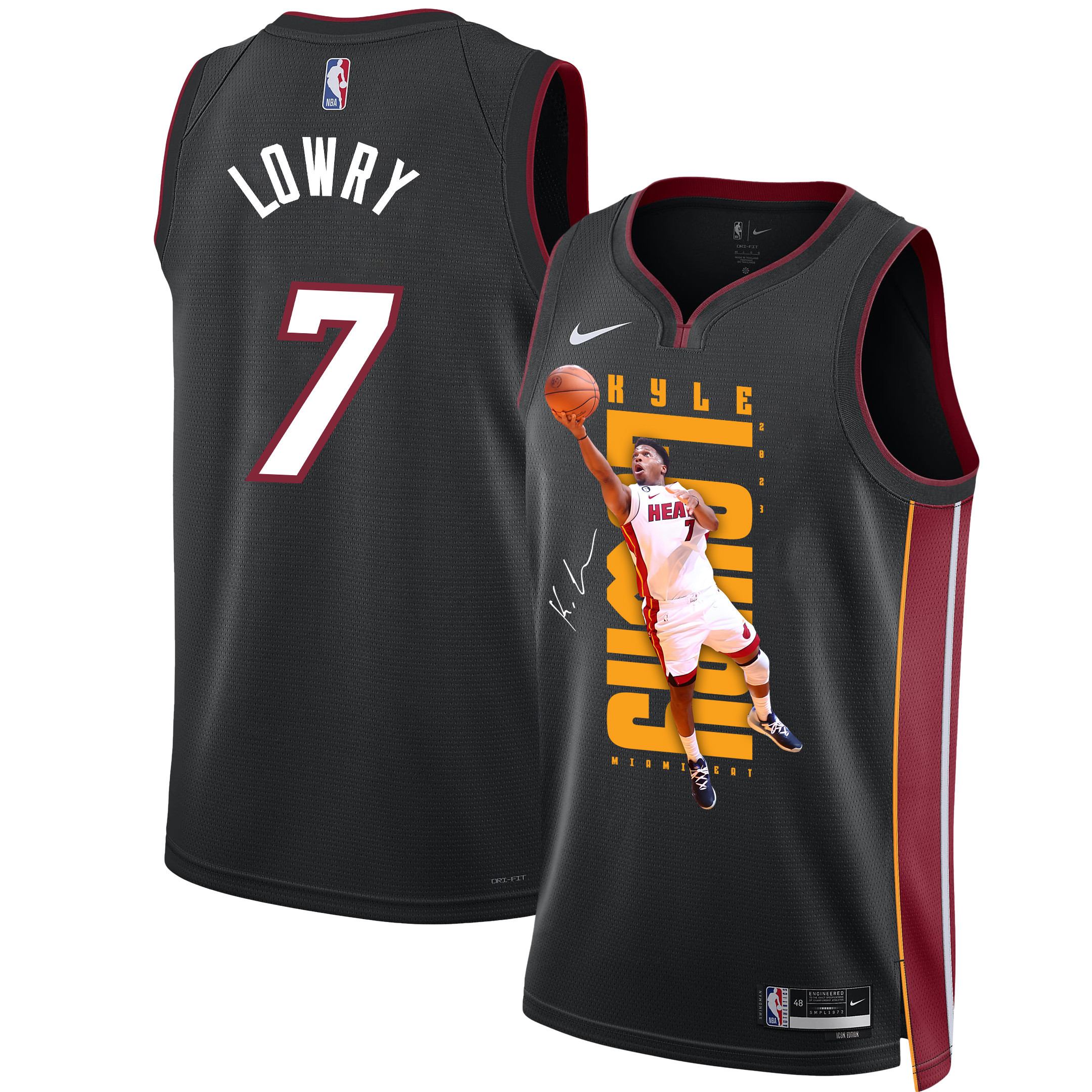 Kyle Lowry 7 Miami Heat Shooting Flair 2023 NBA Champions Swingman Jersey - Black - JS263