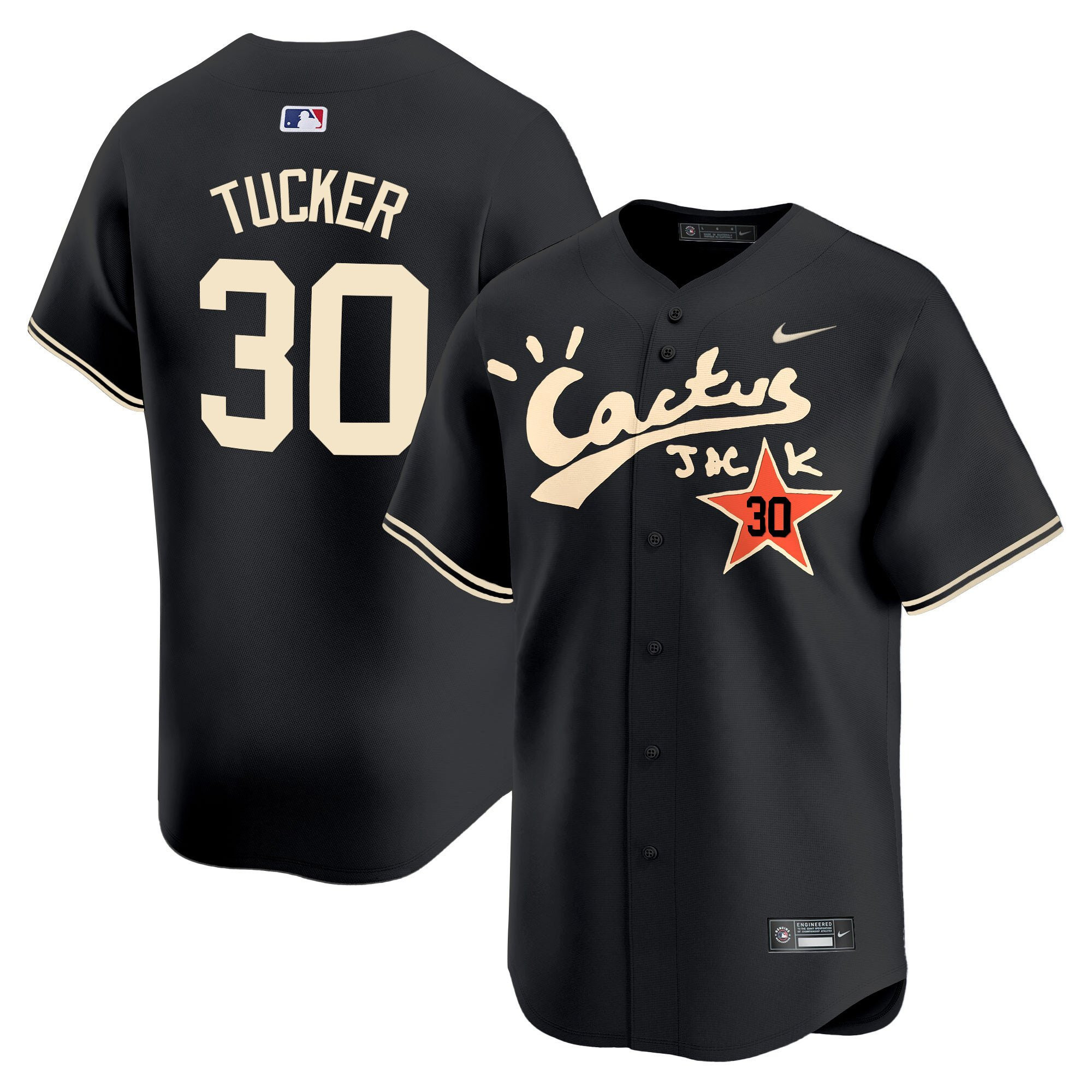 Kyle Tucker 30 Houston Astros Cactus Jack Black Jersey V2 - Men