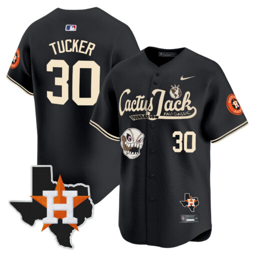 Kyle Tucker 30 Houston Astros Cactus Jack Foundation Fall Classic Black Limited Jersey - Men