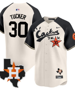 Kyle Tucker 30 Houston Astros Cactus Jack Houston Patch Limited Jersey - Men, Cream Alternate 