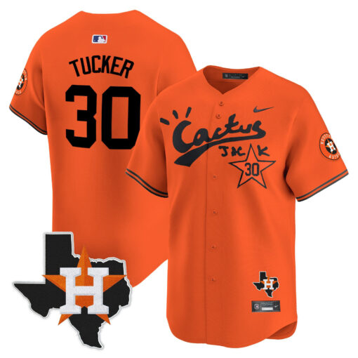 Kyle Tucker 30 Houston Astros Cactus Jack Houston Patch Orange Limited Jersey - Men