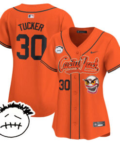 Kyle Tucker 30 Houston Astros Cactus Jack Patch V3 Women Jersey - Orange