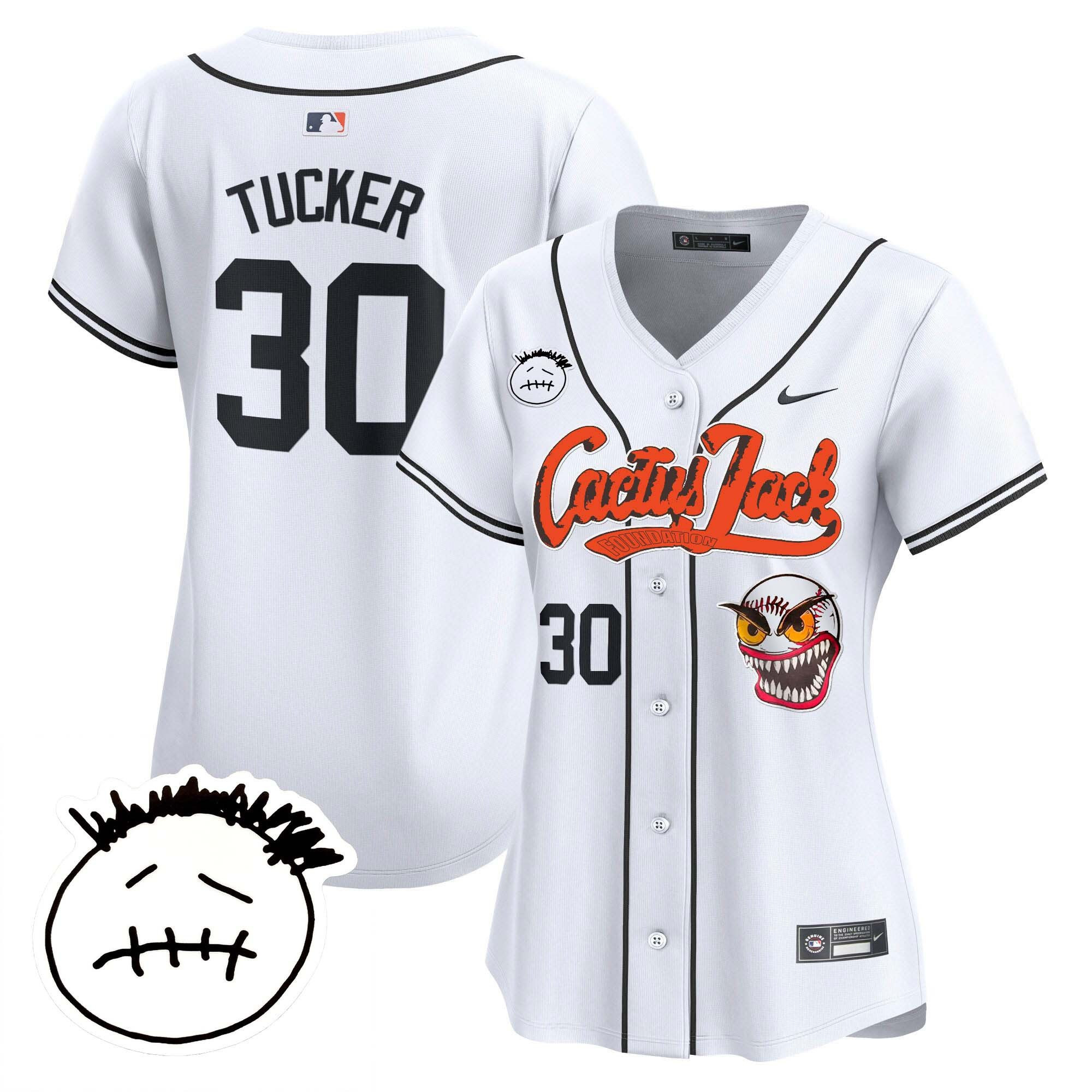 Kyle Tucker 30 Houston Astros Cactus Jack Patch V3 Women Jersey - White