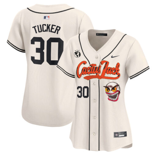 Kyle Tucker 30 Houston Astros Cactus Jack Patch Women Jersey - Cream