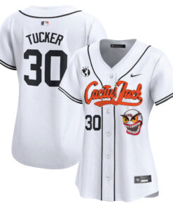 Kyle Tucker 30 Houston Astros Cactus Jack Patch Women Jersey - White