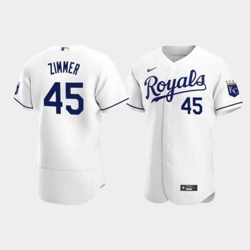 Kyle Zimmer 45 Kansas City Royals White Home Jersey Jersey