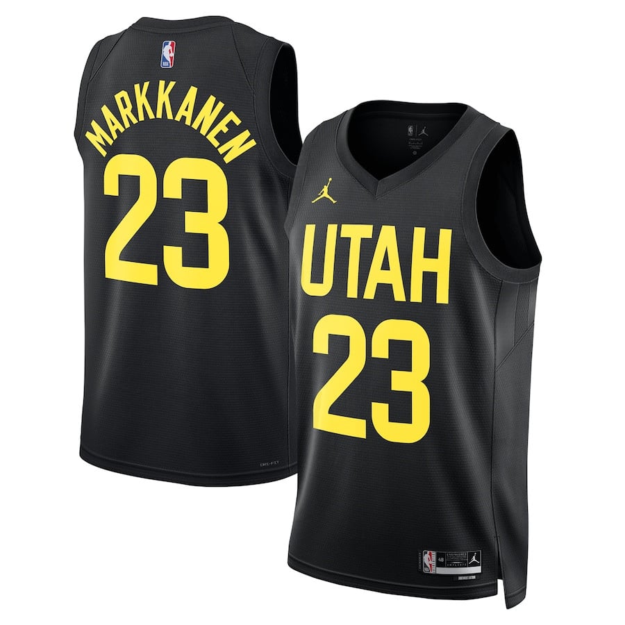 Lauri Markkanen 23 Utah Jazz Unisex Swingman Player Jersey - Statement Edition - Black - JS465
