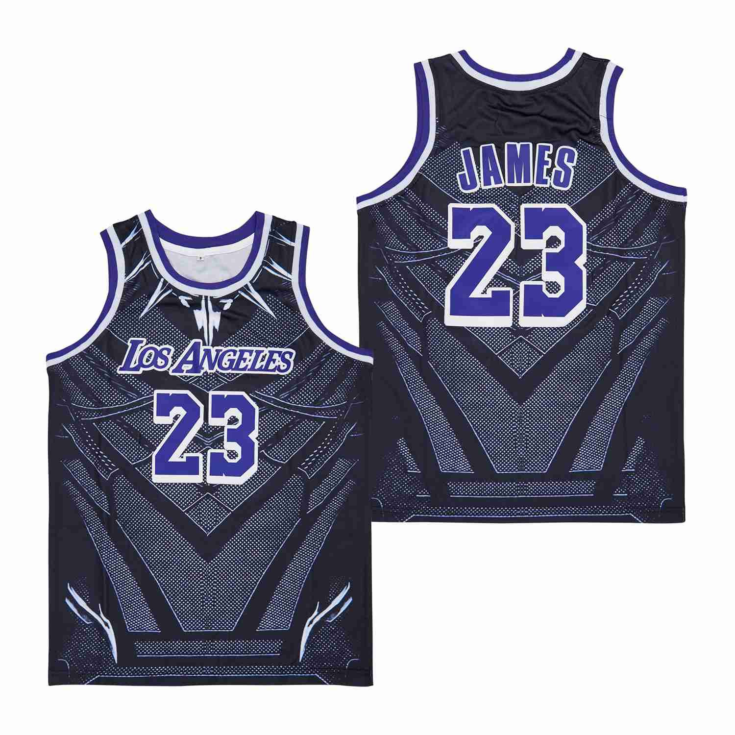 LeBron James 23 Los Angeles Lakers Black Panther Pattern Swingman Jersey - Black - JS842