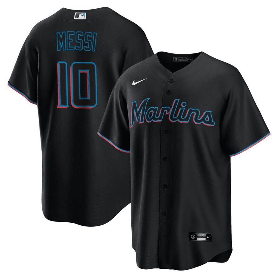 Lionel Messi Miami Marlins Baseball Jersey - Stitched Men Jersey - Black