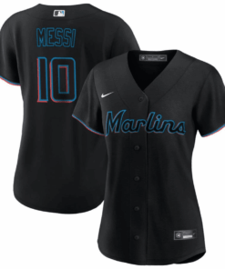 Lionel Messi Miami Marlins Baseball Jersey - Women Stitched - Black