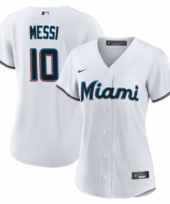 Lionel Messi Miami Marlins Baseball Jersey - Women Stitched - White