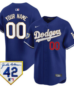 Los Angeles Dodgers 2024 Jackie Robinson Patch Custom Men Jersey - Royal