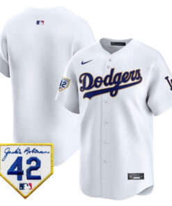 Los Angeles Dodgers 2024 Jackie Robinson Patch Men Jersey - White