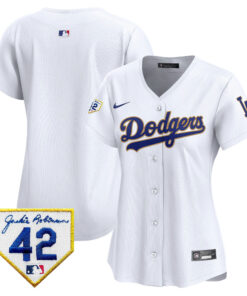 Los Angeles Dodgers 2024 Jackie Robinson Patch Women Jersey - White