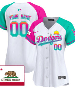 Los Angeles Dodgers 2024 Los Angeles City Style California Republic Patch Custom Women Jersey - Alternate