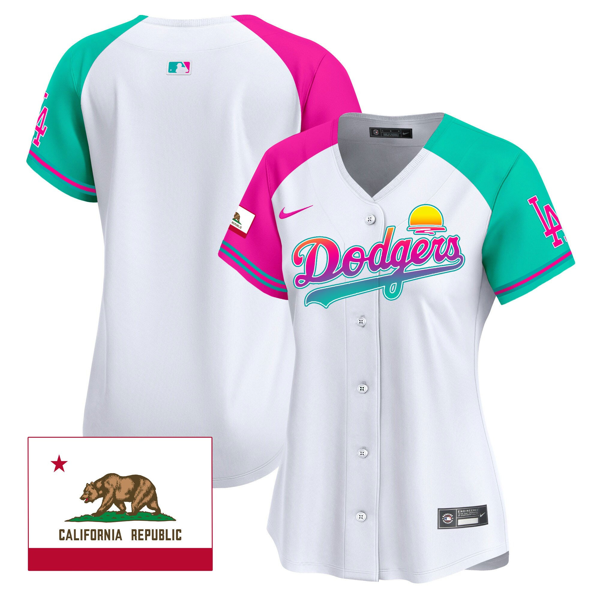 Los Angeles Dodgers 2024 Los Angeles City Style California Republic Patch Women Jersey - Alternate