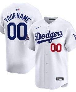 Los Angeles Dodgers 2024 World Series Champions Home Custom Limited Men Jersey - White