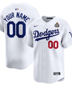 Los Angeles Dodgers 2024 World Series Home Custom Limited Men Jersey - White
