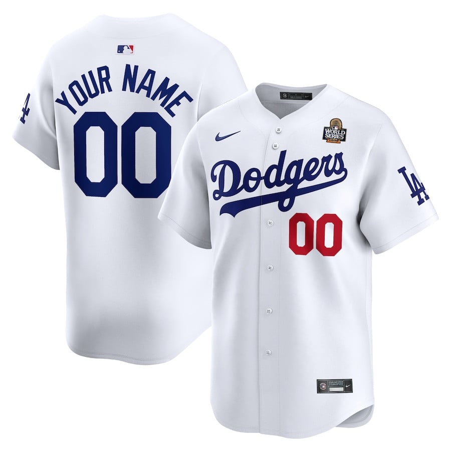 Los Angeles Dodgers 2024 World Series Home Custom Limited Men Jersey - White
