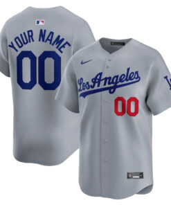 Los Angeles Dodgers Away Limited Custom Men Jersey - Gray